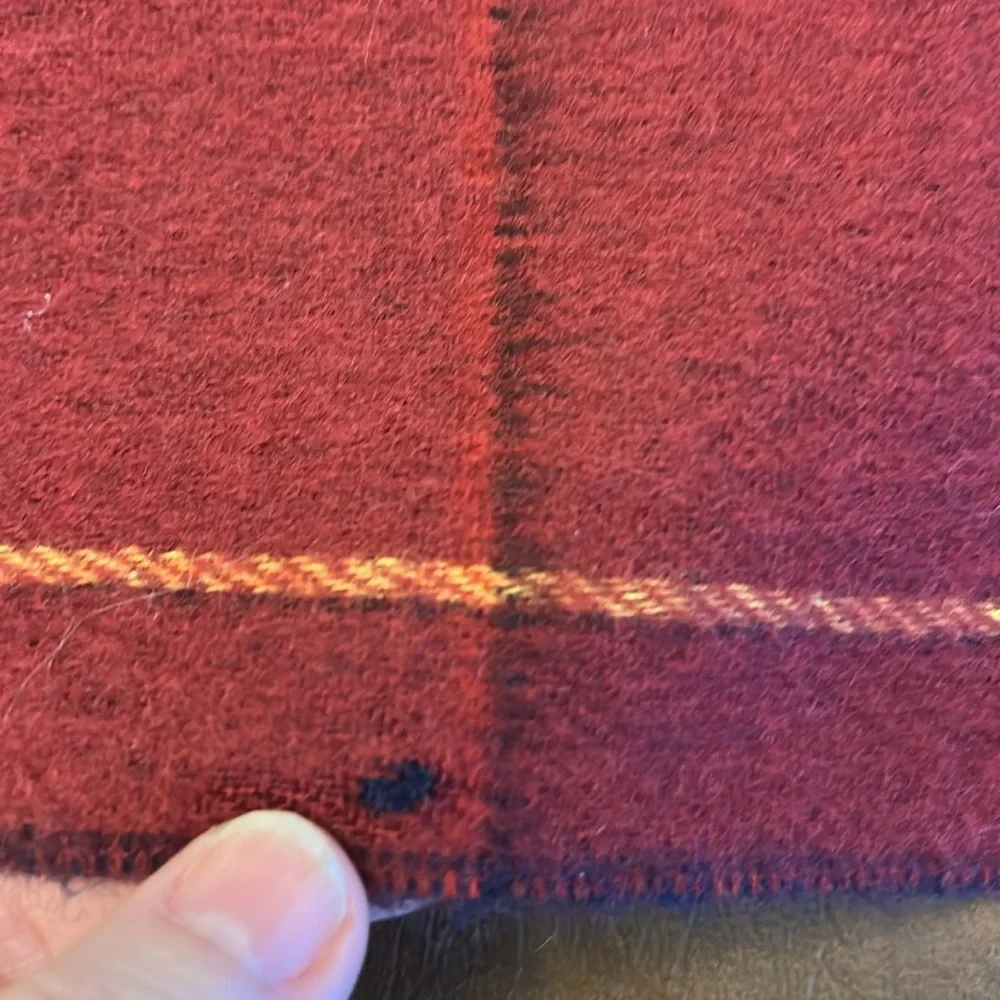 Christian Dior Monsieur 100% Marino Wool Red/Navy Plaid Scarf.